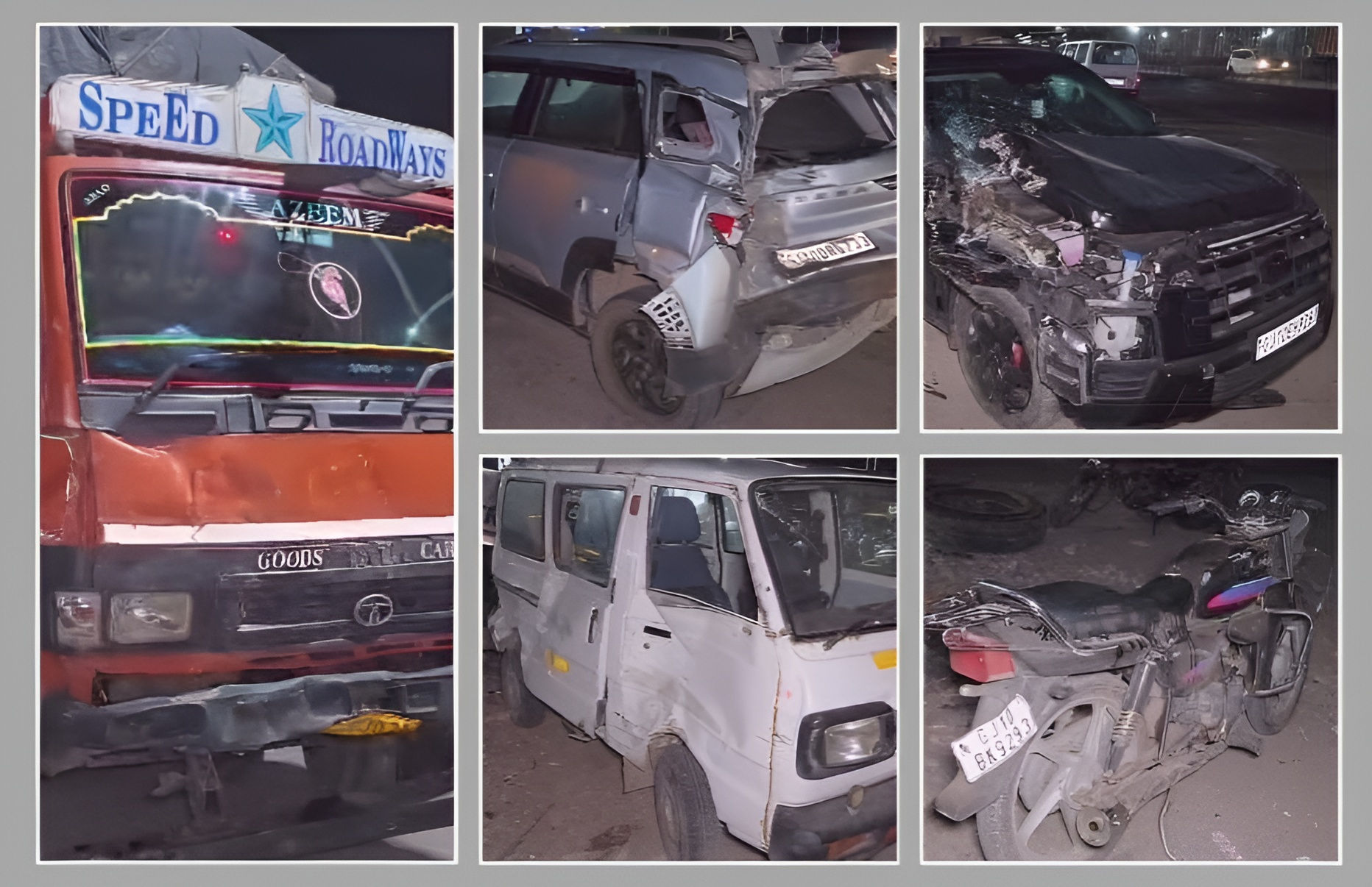 Truck crashes into five vehicles near Theba Chowkdi in Jamnagar, biker injured
