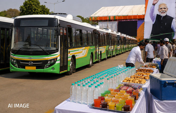 વડોદરામાં PM મોદીના કાર્યક્રમ માટે 300 સિટી બસ ફાળવાઈ, ગરમીના કારણે ઠંડા પીણા-નાસ્તાની વ્યવસ્થા