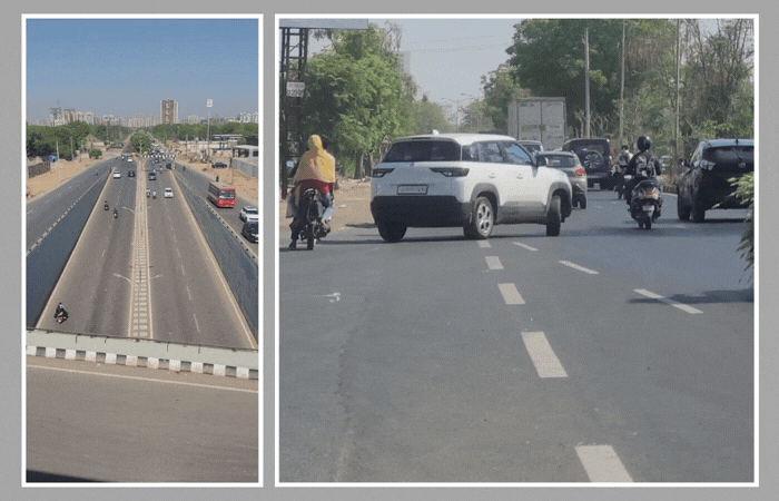 અમદાવાદ: બોપલ લઈ જતો જીવલેણ શોર્ટ કટ, 2 કિ.મી. ફરવાને બદલે લોકો રોંગ સાઈડમાં