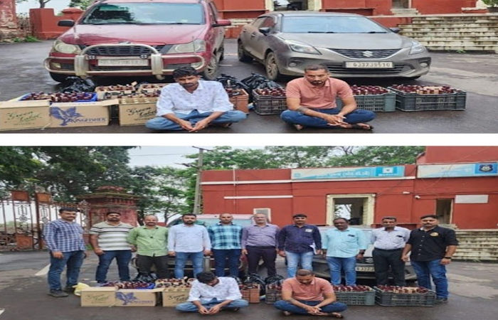 ધ્રોલ નજીક બે કાર મારફતે રાજસ્થાનથી જામનગર તરફ ઘુસાડવામાં આવી રહેલો ઈંગ્લીશ દારૂ અને બિયરનો માતબર જથ્થો પકડાયો
