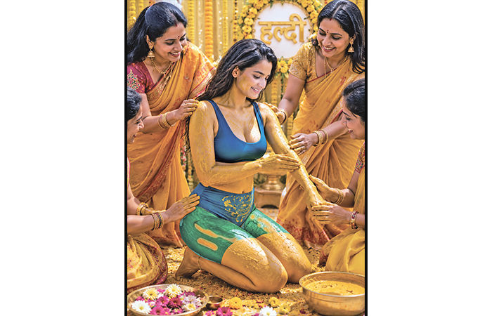 સુંદર નર-નારીનું રૂપ નિખારે પીઠી                                   .