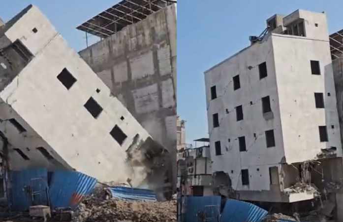 VIDEO: 5 સેકન્ડમાં 5 માળની બિલ્ડિંગ ધરાશાયી, દીવાલોમાં તિરાડો દેખાતા લોકો બહાર દોડી ગયા હતા