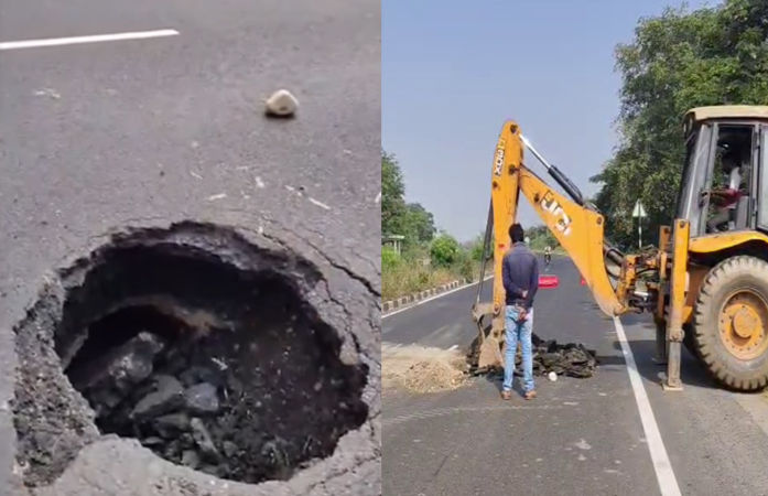 VIDEO: શહેરા-ગોધરા હાઇવે પર ગાબડું પુરવાની કામગીરી શરૂ, વીડિયો વાઈરલ થયા બાદ તંત્ર દોડતું થયું