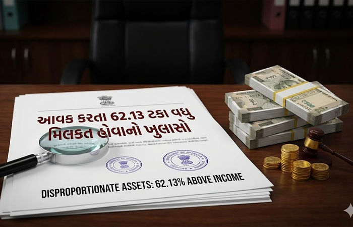 નવસારી ખાણ ખનીજ વિભાગના નિવૃત્ત અધિકારી પાસેથી રૂપિયા 1,02,46,949 અપ્રમાણસર મિલકત મળી