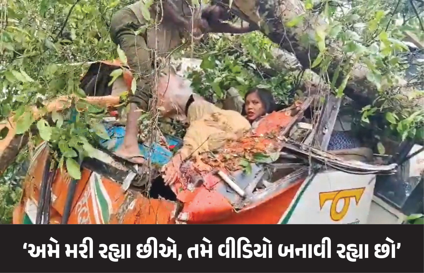VIDEO : ‘અમે મરી રહ્યા છીએ અને તમે વીડિયો બનાવી રહ્યા છો’, બારાબંકીમાં ચાલતી બસ પર વૃક્ષ પડતા 5ના મોત