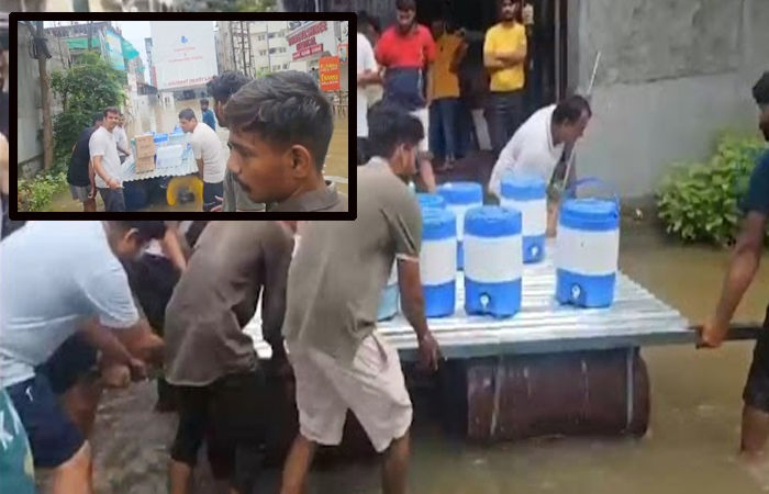 વડોદરા: હોસ્પિટલમાં પીવાનું પાણી અને દૂધ પહોંચાડવા માટે પણ તરાપાનો સહારો લેવો પડ્યો