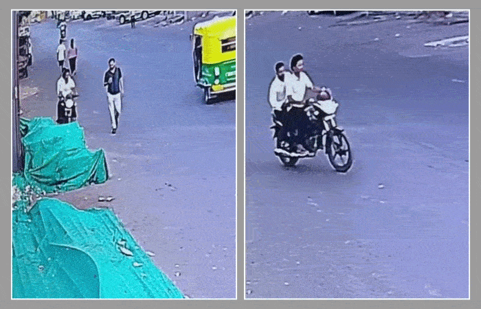 અમદાવાદમાં ચીલઝડપ: રાહદારીના હાથમાંથી મોબાઈલ ઝૂંટવી ચોરો ફરાર, સમગ્ર ઘટના CCTVમાં કેદ