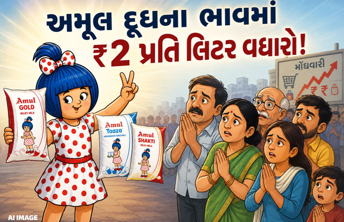 મોંઘવારીનો વધુ એક માર, અમૂલ દૂધના ભાવમાં પ્રતિ લિટર રૂ.2 નો વધારો, નવા ભાવ મધરાતથી લાગુ