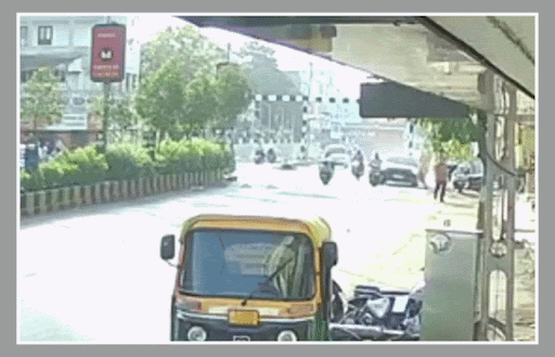 Minor driving overspeeding car hits elderly moped rider in Rajkot, CCTV captures crash