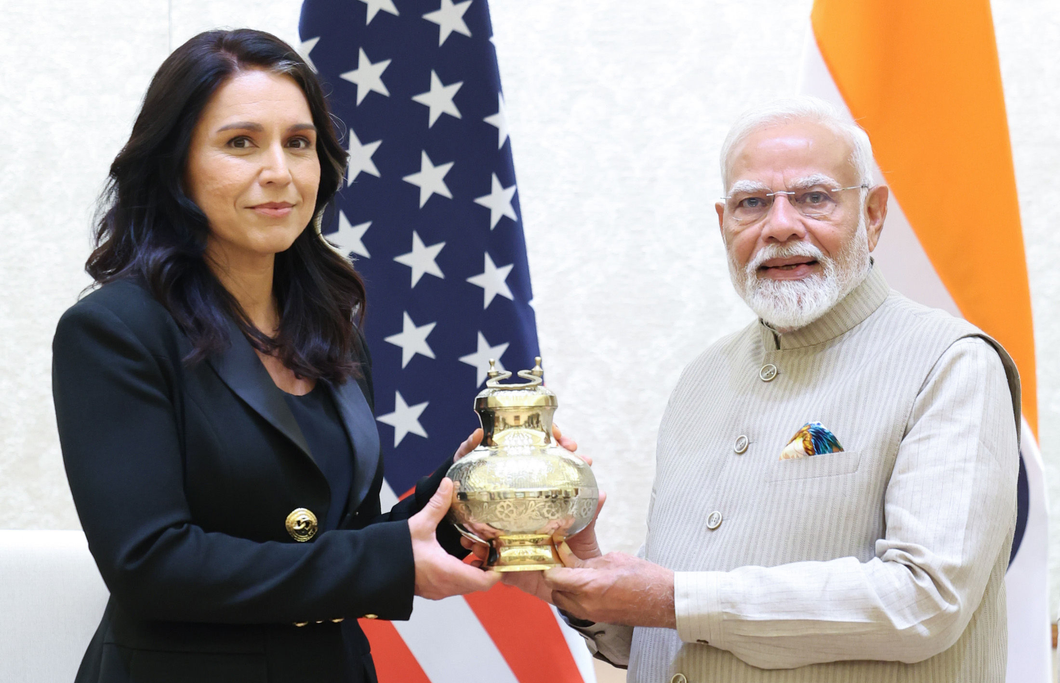PM Modi meets Tulsi Gabbard, gifts her vase containing holy Ganga water from Mahakumbh