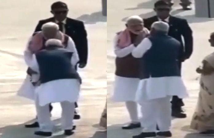 CM નીતિશ કુમાર PM મોદીને પગે લાગ્યા... શપથગ્રહણ બાદ પટના એરપોર્ટનો Video Viral