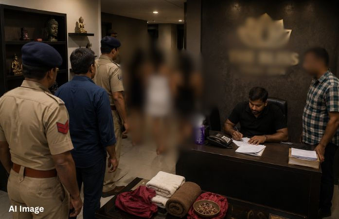 અમદાવાદના ઓઢવમાં રિંગ રોડ પર સ્પાની આડમાં કૂટણખાનું પકડાયું, ત્રિપુરાની મહિલાઓ પકડાઈ