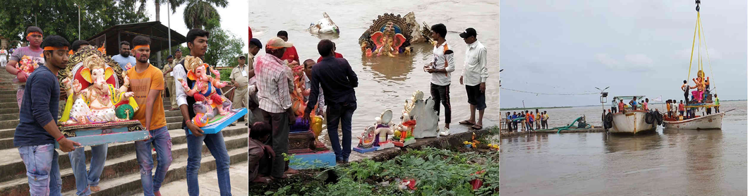 ભરૂચના ગણેશ ભક્તો દ્વારા ઈકોફ્રેન્ડલી પ્રતિમાઓ નિલકંઠેશ્વર નર્મદા ઓવારે વિસર્જન