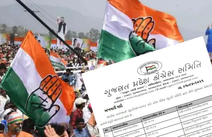 સ્થાનિક સ્વરાજ્યની ચૂંટણી: કોંગ્રેસની પ્રથમ યાદી જાહેર, 7 મનપા માટે 243 ઉમેદવારોને ટિકિટ, નયનાબા જાડેજા મેદાનમાં
