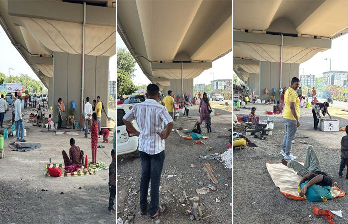જામનગરમાં અંબર ચોકડી નજીક નવા ફલાય ઓવર બ્રિજની નીચે ઝૂંપડાવાસીઓનો ફરીથી અડીંગો