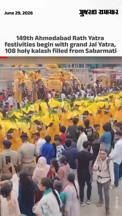 149th Ahmedabad Rath Yatra  festivities begin with grand Jal Yatra,  108 holy kalash filled from Sabarmati