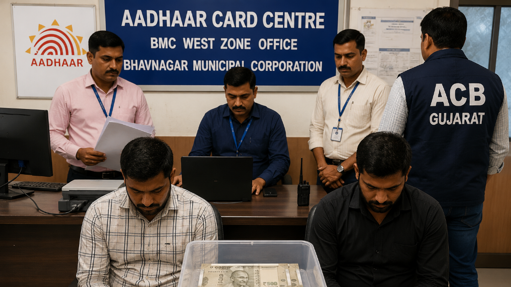 Gujarat ACB Traps Aadhaar Operator, Private Agent In ₹3,000 Bribe Case In Bhavnagar