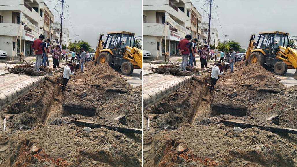વડોદરામાં વરસાદમાં ખોદકામ નહીં કરવા મ્યુનિ. કમિશનરના આદેશનું ઉલંઘન : કારેલીબાગમાં વરસાદી ગટરના કામનો વિવાદ