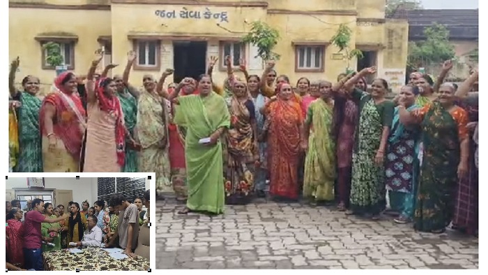 જેતપુર નગરપાલિકામાં મહિલાઓનો મોરચોઃ ભૂખ હડતાલ છેડવા ચીમકી