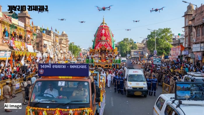 અમદાવાદની 149મી રથયાત્રા: 10 ડ્રોનથી બાજ નજર