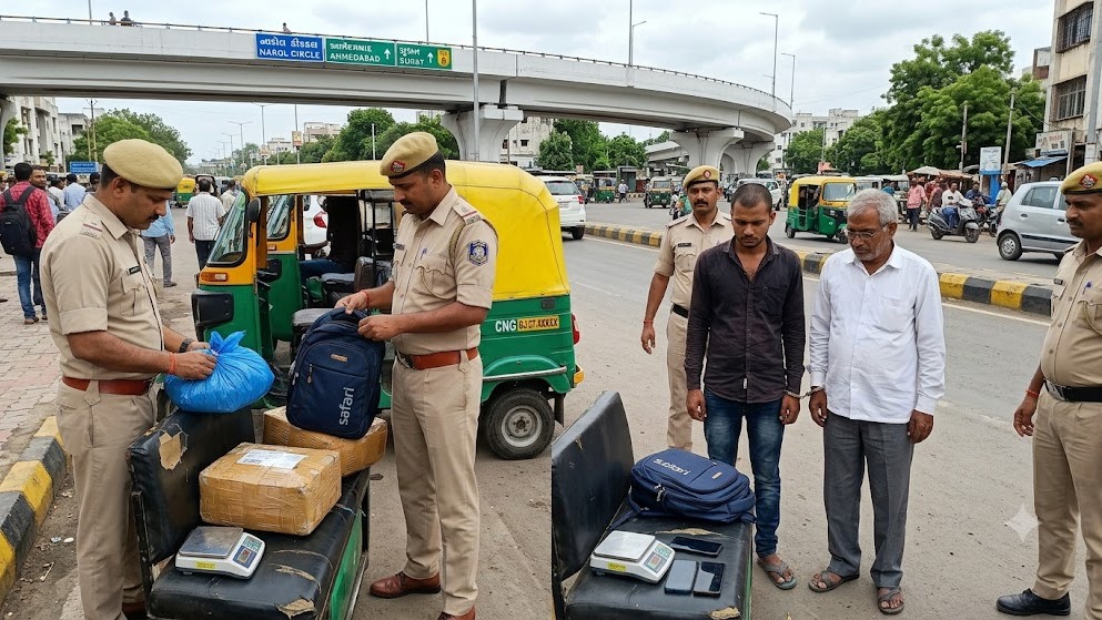 Ahmedabad Police Seize 2.01 kg Ganja Worth ₹1 Lakh Near Narol Circle; Two Arrested, Major Supplier Untraceable