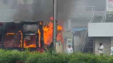 AMTS Bus Catches Fire In Ahmedabad's Bapunagar, 40-45 Passengers Escape Unhurt