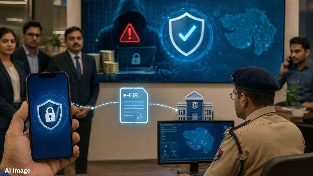 ગાંધીનગર: સાયબર ફાઇનાન્સિયલ ફ્રોડ અંગે e-Zero FIR સેવાનો પ્રારંભ, હવે ઘરબેઠાં જ નોંધાશે પોલીસ ફરિયાદ