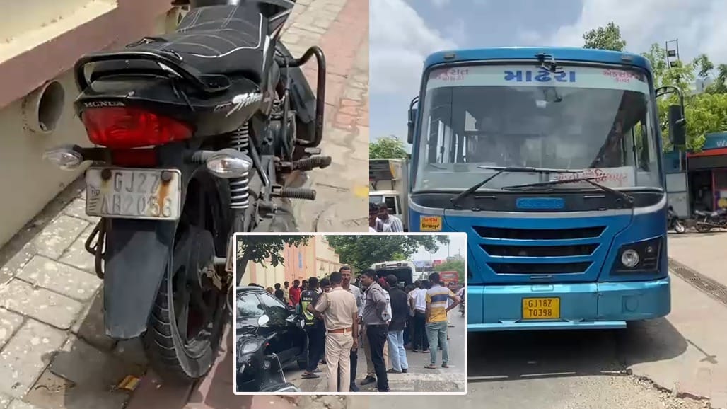 અમદાવાદના અંજલી ચાર રસ્તા પાસે ST બસ સાથેના અકસ્માતમાં બાઇક ચાલકનું મોત