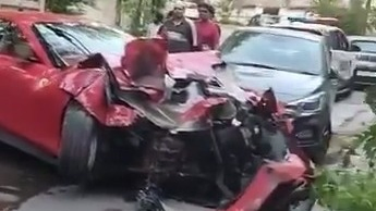 Speeding Ferrari Crashes into Apartment Gate in Hyderabad’s Jubilee Hills