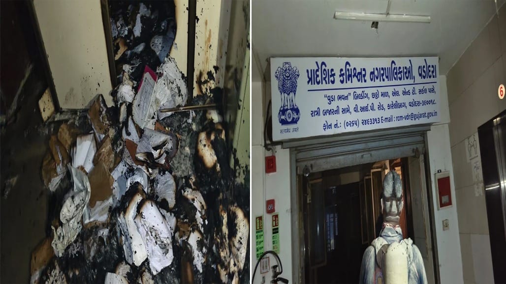વડોદરાના કારેલીબાગ વુડા ભવનમાં આગ