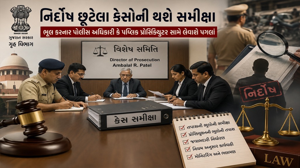 નિર્દોષ છૂટેલા આરોપીઓના કેસોમાં સરકારી વકીલ અને પોલીસ સામે તપાસ થશે