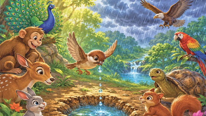 THE SPARROW : WHO COLLECTED RAINDROPS