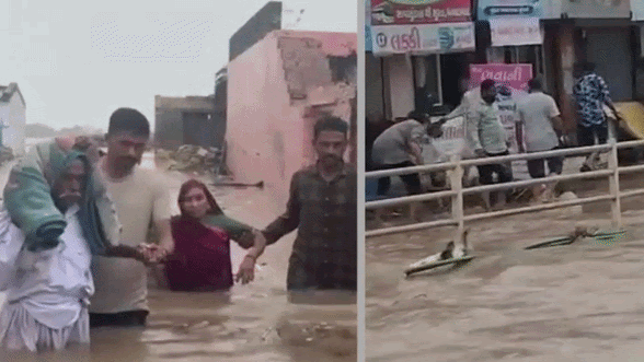 Heavy rain triggers flooding across Amreli as rivers swell, Farmer Swept Away