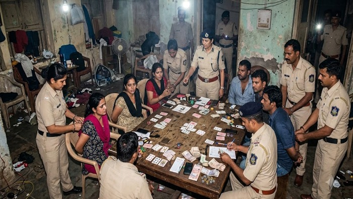 જામજોધપુર નજીક પરડવા ગામે લીમડાના ઝાડ નીચે ચાલતી 'તીન પત્તી'ની જુગાર મહેફિલ પર પોલીસનો દરોડો, 3 મહિલાએ સાથે નવ   જુગારીઓ ઝડપાયા