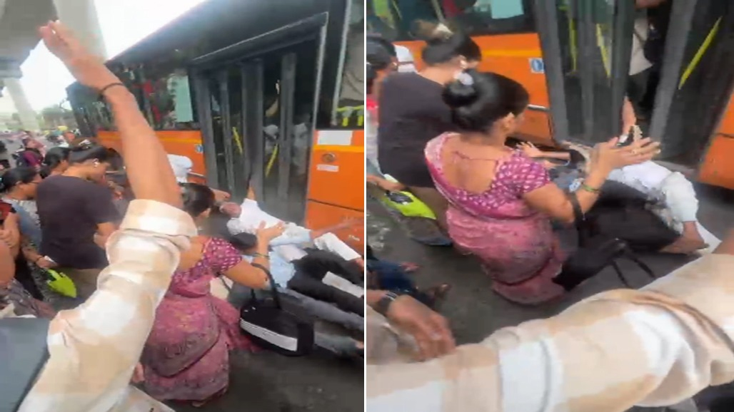 સુરતના પરવત પાટિયા BRTS જંક્શન પર બસ ચાલકની બેદરકારી : બસમાં ચઢી રહેલા વૃદ્ધ દરવાજામાં ફસાયા