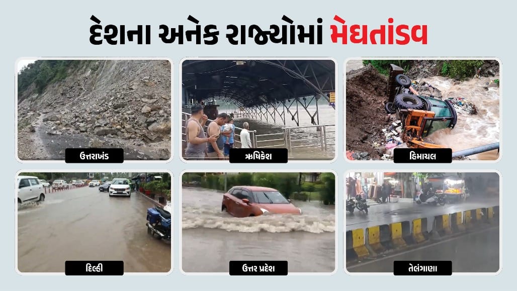 દેશભરમાં મેઘતાંડવ: ભૂસ્ખલન, પૂર, ટ્રાફિક જામ