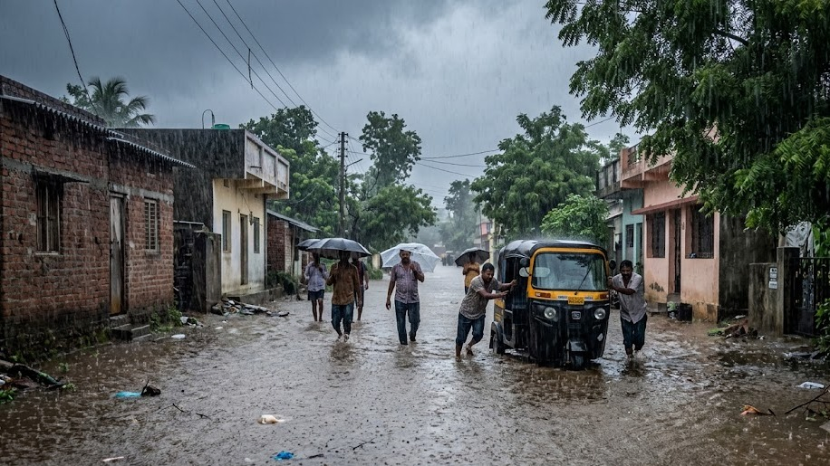 Gujarat Monsoon Update: Heavy Rain Lashes Valsad and Navsari; Normal Life Disrupted as Pardi Records Over 4 Inches of Downpour