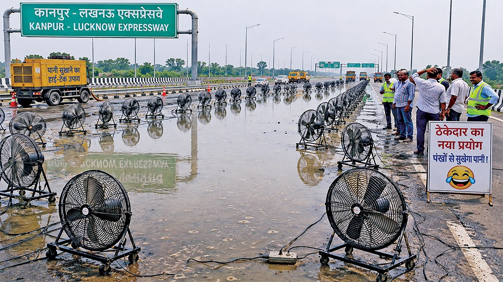 હદ થઈ : પાણી સુકવવા પંખા મુકાયા