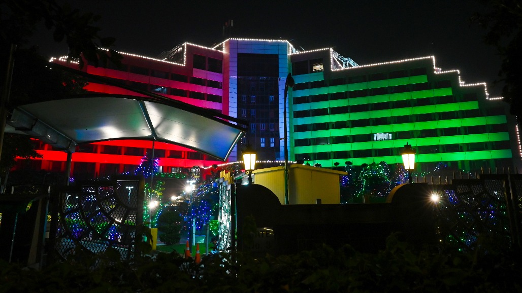 New Delhi - A government building is illuminated with tricolor lights on the eve of Independence Day celebrations in New Delhi on Friday, August 14, 2026.jpg