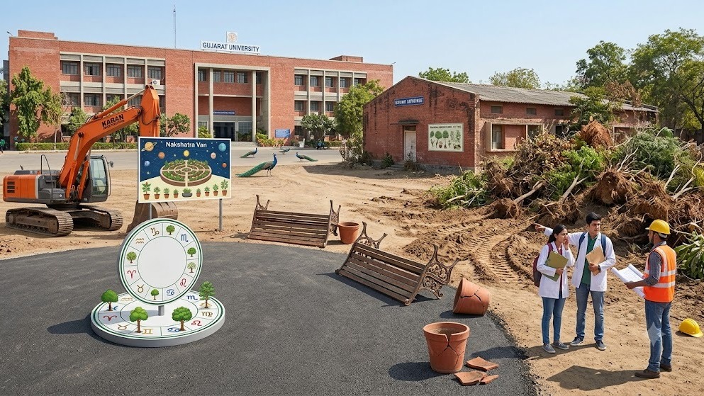 Gujarat University Project Row: Congress Alleges ₹25.11 Crore Irregularity After Arboretum Replaced by Nakshatra Van