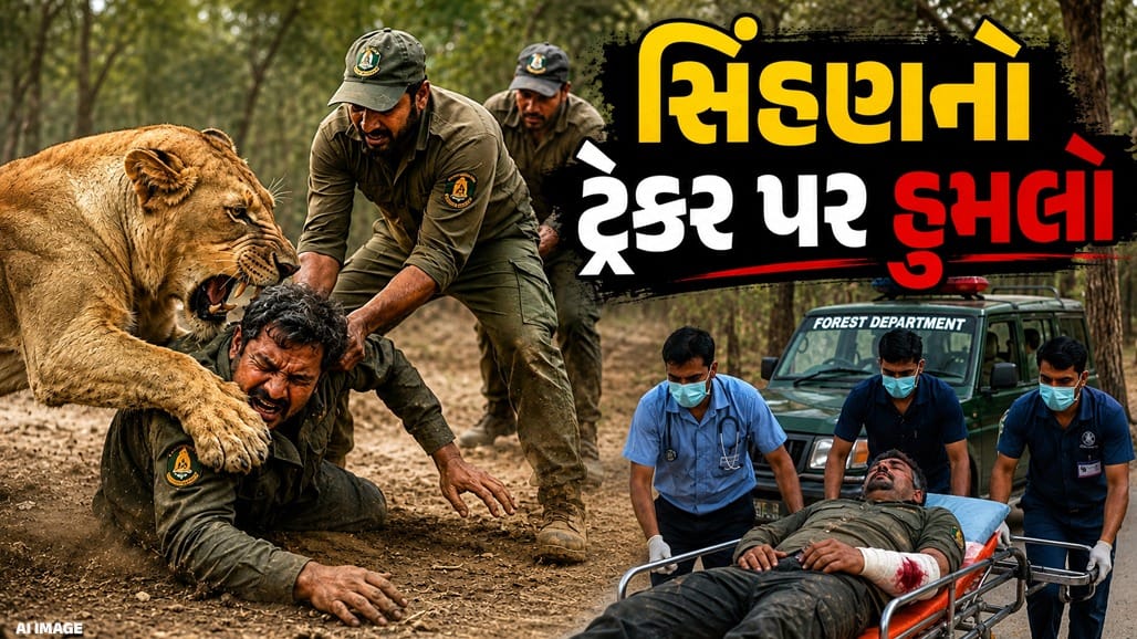 અમરેલીમાં શેત્રુંજી નદી પાસે સિંહણે કર્મચારી પર કર્યો હુમલો