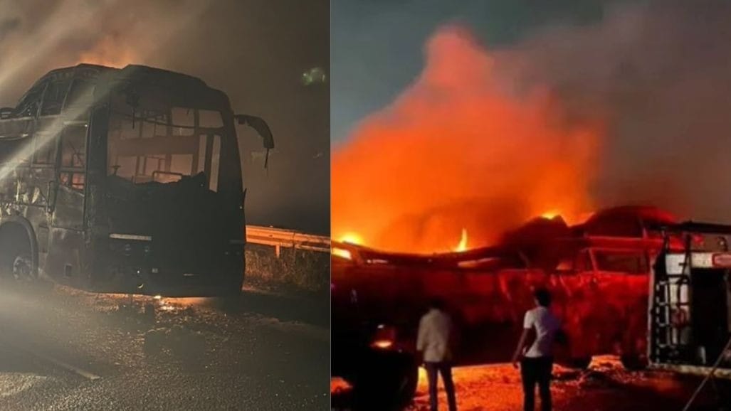 ગુજરાતથી કાનપુર જતી બસમાં ભીષણ આગ