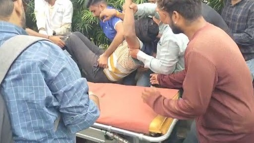 VUDA Circle Accident Leaves Motorcycle Rider Seriously Injured in Vadodara