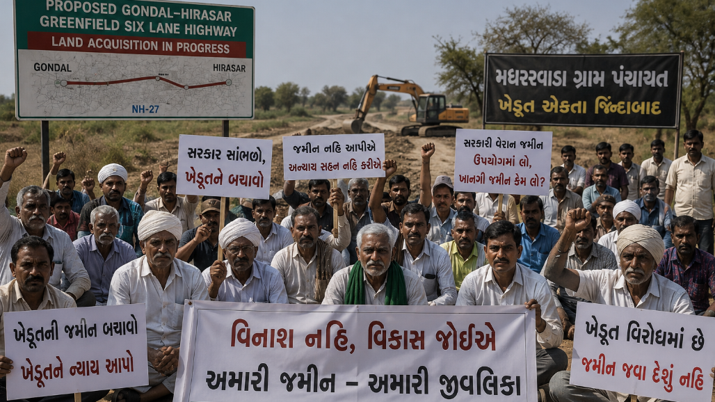 ‘Destruction For Development?’ Farmers Of 17 Villages Protest Land Acquisition For Gondal-Hirasar Six-Lane Highway