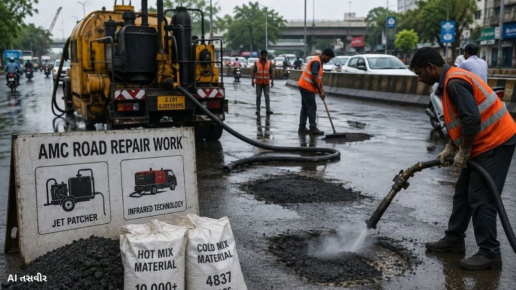 Ahmedabad ‘Installs’ 4,992 Potholes in 2.5 Months — AMC Data Reveals Monsoon Road Damage Across City
