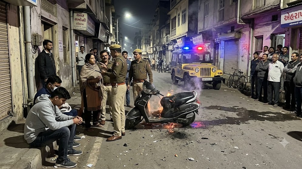 Teen Assaulted, Scooter Set Ablaze After Alleged Road Blockade in Behrampura; Seven Booked