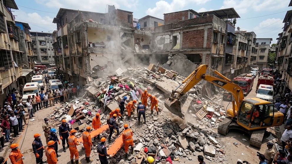 Ten Dead in Bhiwandi Building Collapse as Rescue Teams Scour Debris