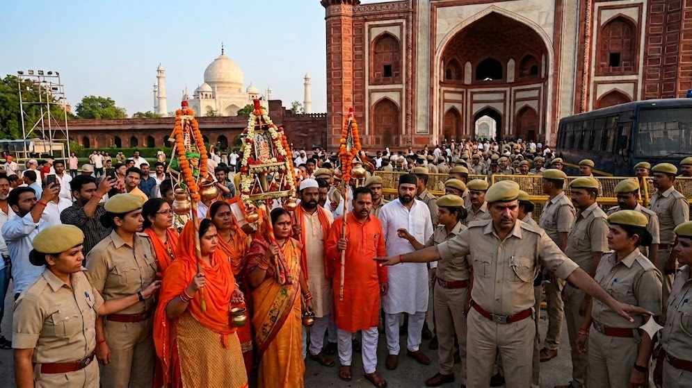 Police Intercept Hindu Mahasabha Members Attempting Rituals at Taj Mahal