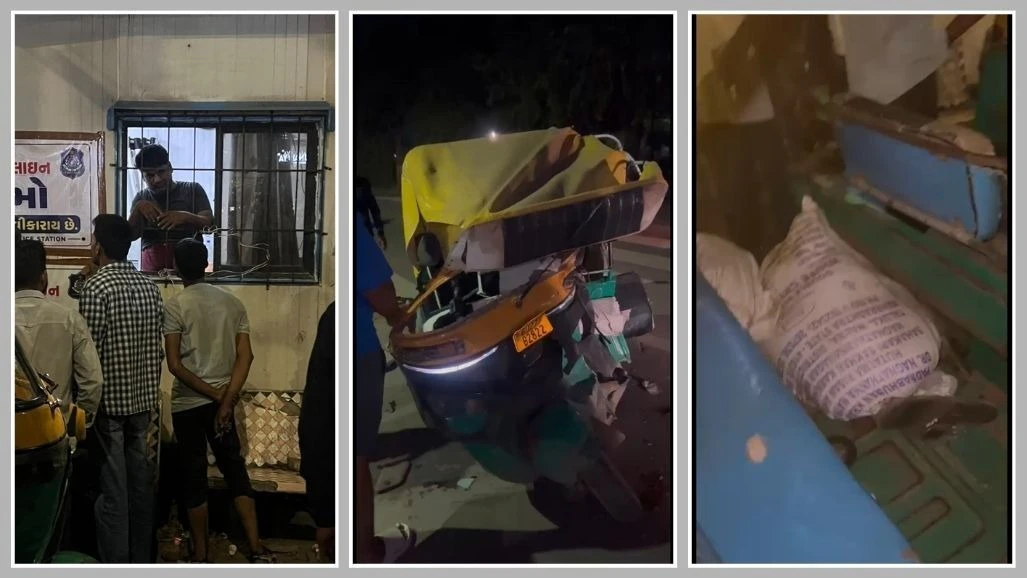Drunk Rickshaw Driver Crashes Near Ajit Mill in Ahmedabad with 57 Litres of Illegal Liquor