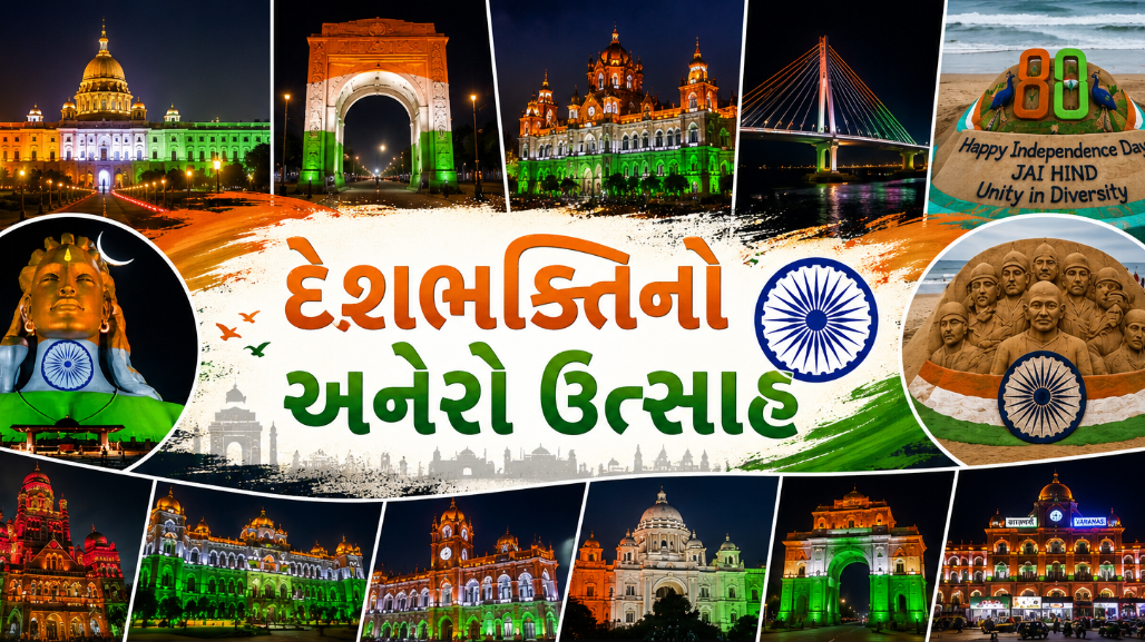 PHOTO : દેશભક્તિનો અનેરો ઉત્સાહ : 80મા સ્વાતંત્ર્ય દિવસની પૂર્વ સંધ્યાએ રોશનીથી ઝગમગી ઊઠ્યું ભારત